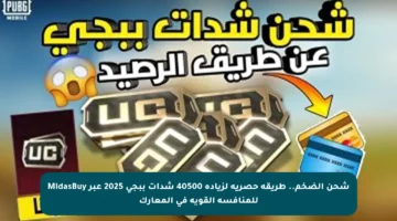 شحن الضخم.. طريقة حصرية لزيادة 40500 شدات ببجي 2025 عبر MidasBuy للمنافسة القوية في المعارك